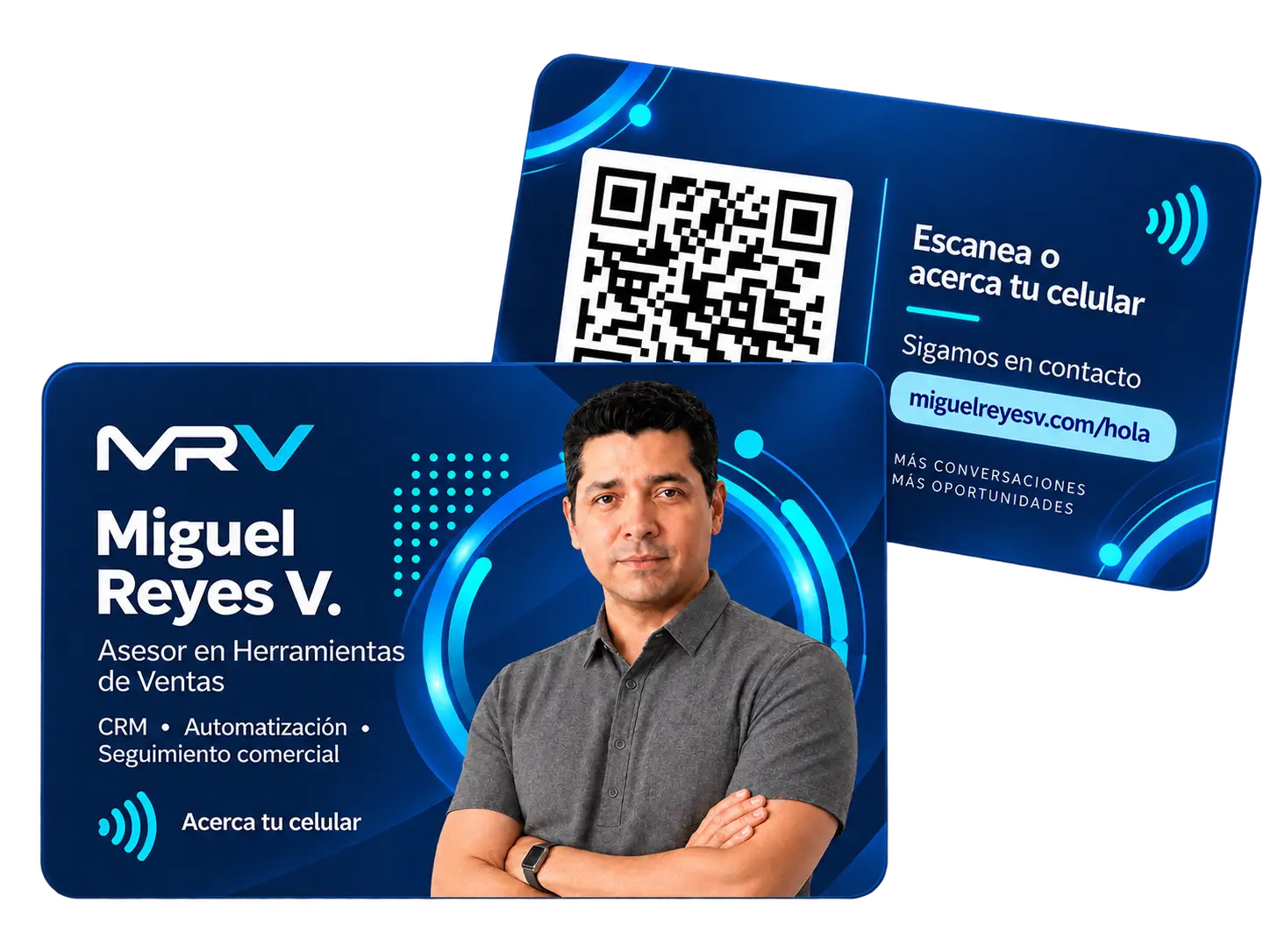 Frente y reverso de Tarjeta Digital NFC